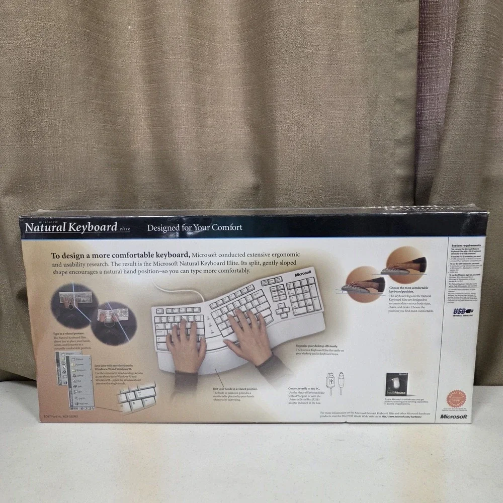 Microsoft Natural Keyboard Elite Wired Ergonomic PS/2 / USB NEW SEALED